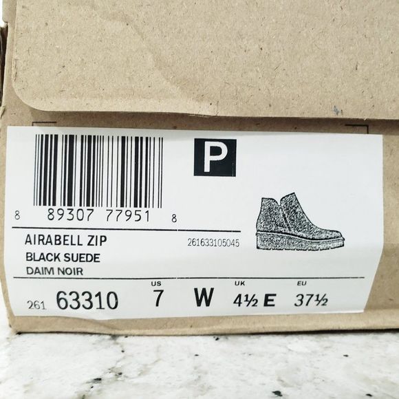 Clarks Collection Women's Size 7 W Airabell Suede Wedge Ankle Bootie Black NEW - Picture 3 of 13